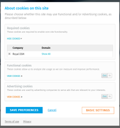 Advanced Cookie settings